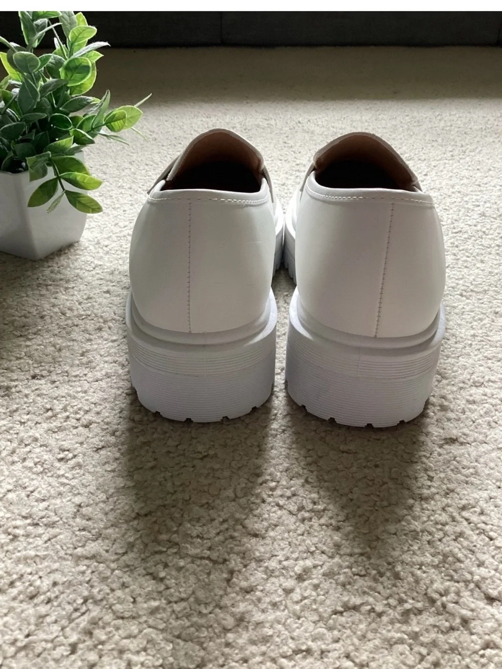Qupid White Penny Loafer Chunky Platform Shoes Size 8